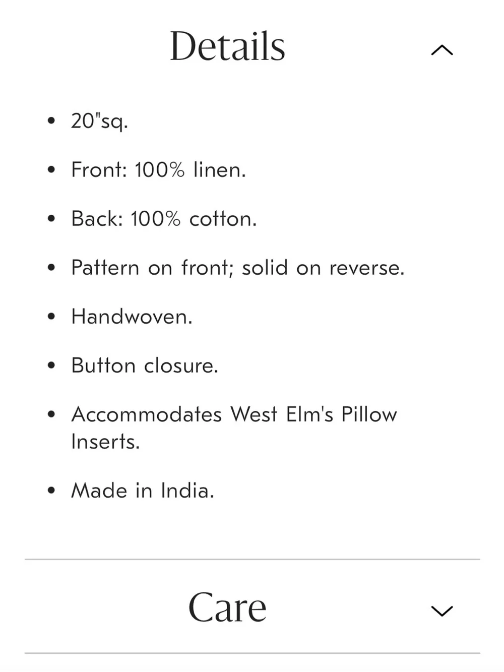 WEST ELM 20” Two Tone Chunky Linen Pillow Cover NWT